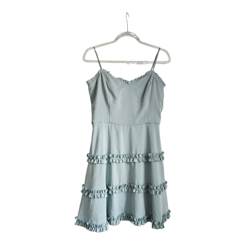 Alter'd State Womens XL Mini Babydoll dress Green Ruffles Sleeveless